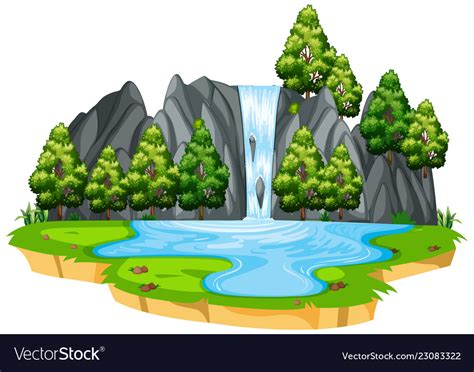 Isolated Waterfall In Nature Royalty Free Vector Image