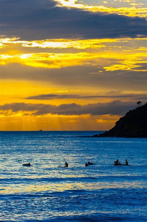 Surfers At Sunrise Manly Beach Sydney New South Wales Australia