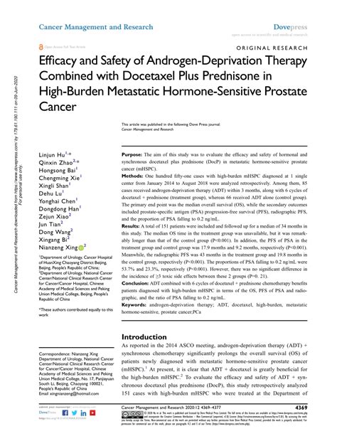 PDF Efficacy And Safety Of Androgen Deprivation Therapy Combined With Docetaxel Plus