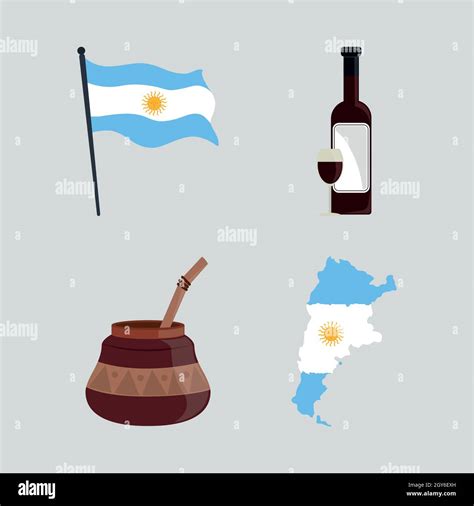 Banderas Y Mapa De Argentina Imagen Vector De Stock Alamy