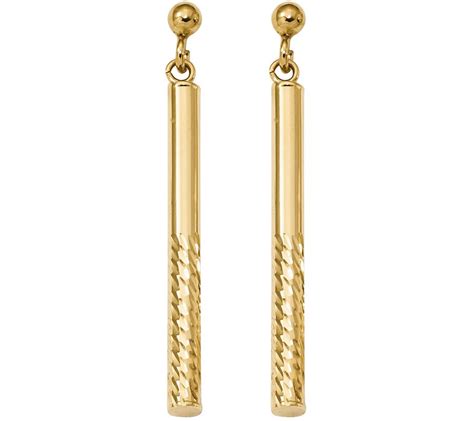 Italian Gold Polished And Diamond Cut Dangle Earrings 14k