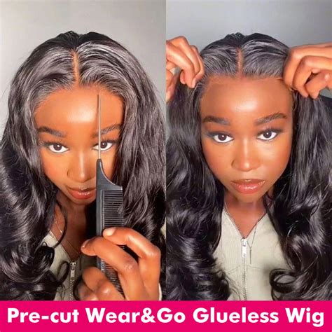 Glueless Preplucked Human Wigs Ready To Go Body Wave Lace Front Wig For Women 4x4 Lace Pre Cut
