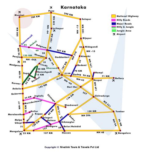 Tourist Map Of Karnataka For Travel Packages