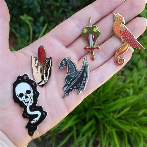 Enamel Pins Inspired By Books By Aishavoya Creations Metal Clay Jewelry Enamel Pins Harry