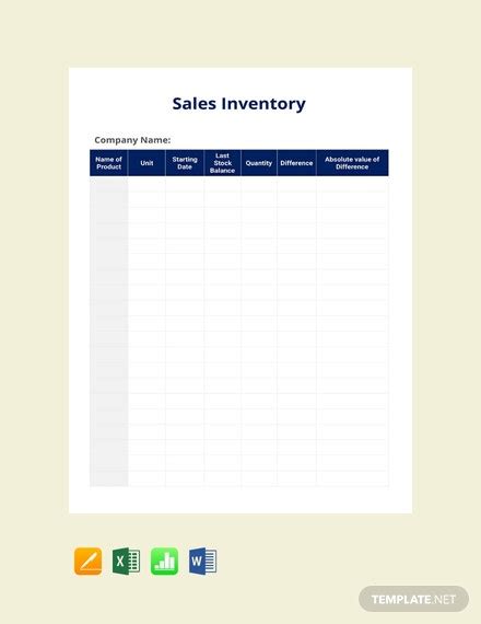13 Free Printable Inventory Templates Word Doc Excel Psd
