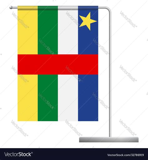 Central African Republic Flag On Pole Icon Vector Image