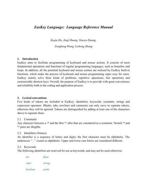 Easkey Language Language Reference Manual