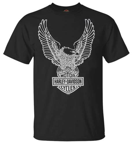 Harley Davidson Mens T Shirt Eagle Graphic Short Sleeve Tee Black Tee