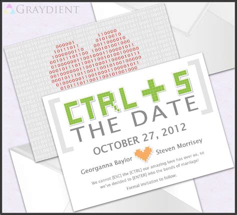 Geek Pixel Save The Date Custom Printed Invitation For Wedding