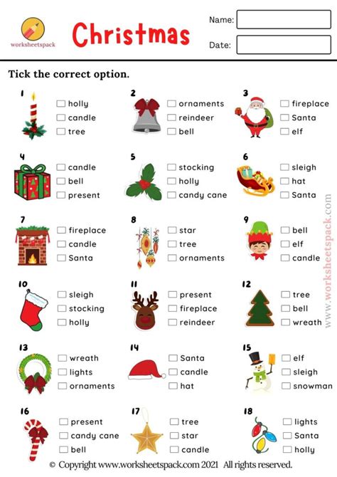 Christmas Quiz Free Printable Christmas Picture Test Worksheetspack