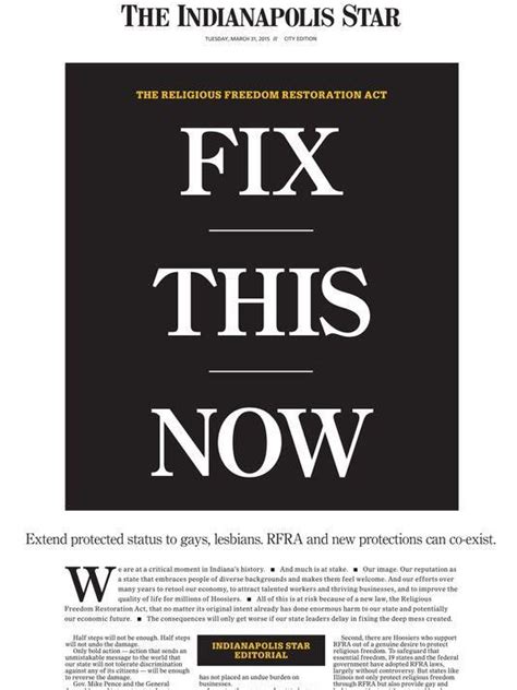 Indiana Newspaper Makes Huge Statement On Front Page