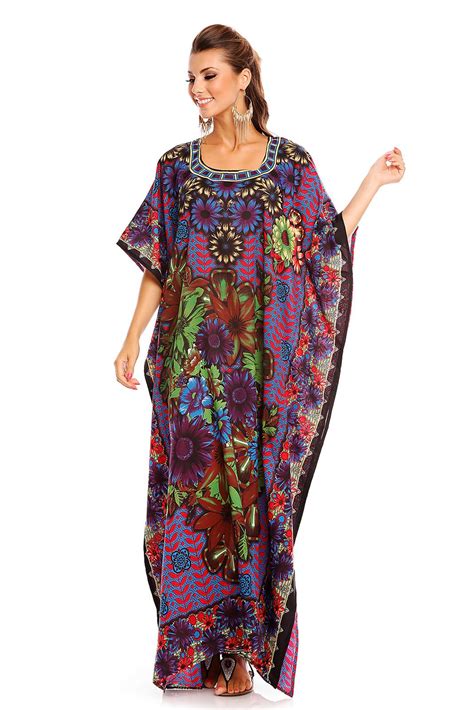 Ladies Floral Oversized Maxi Kimono Kaftan Tunic Kaftan Dress Plus Size Ebay