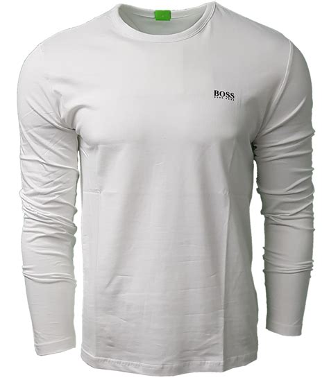 Hugo Boss Long Sleeve Crew T Shirt Modern Fit In White Intoto7 Menswear