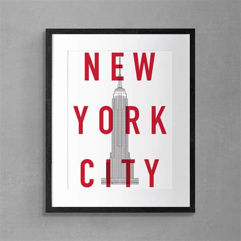 New York City Empire State Building Fine Art Poster Print Etsy