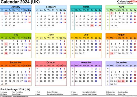 Monthly Calendar 2024 With Holidays Calendar Template 2024