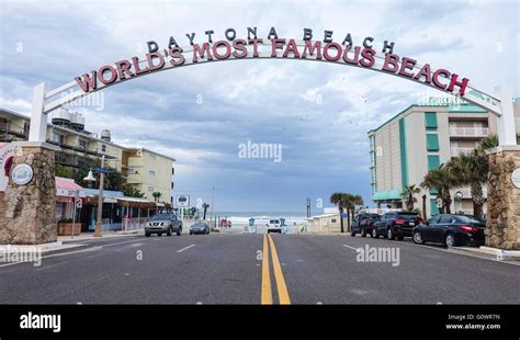 Welcome To Worlds Most Famous Beach Sign In Daytona Beach Stock Photo