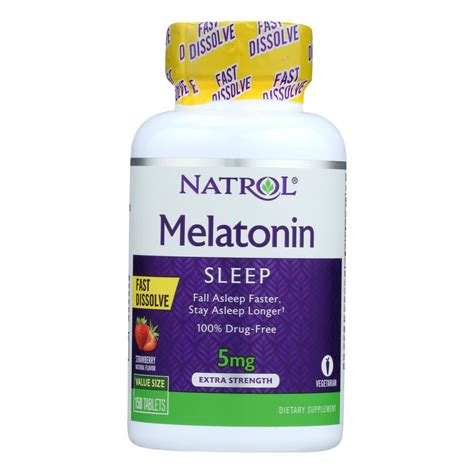 Natrol Melatonin Fast Dissolve Extra Strength Strawberry 5 Mg 150