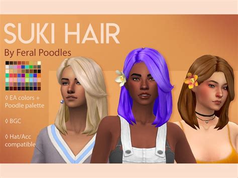 The Sims Resource Suki Hair Retextured By Feralpoodles Sims 4 Hairs