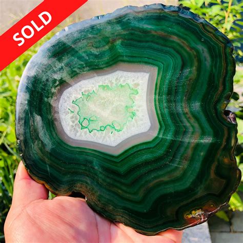 Sold 682g Large Natural Green Agate Geode Artifacts World