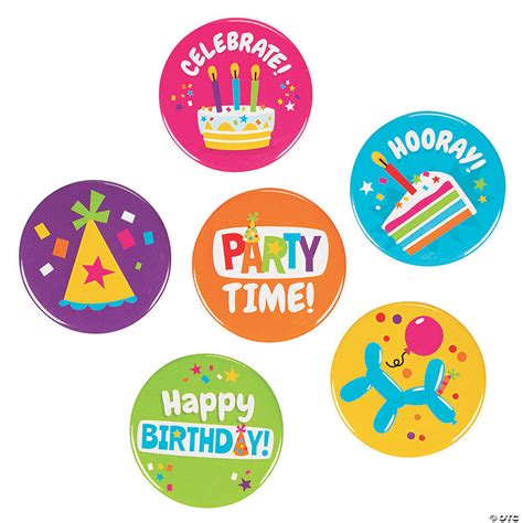 Bright Birthday Buttons Oriental Trading