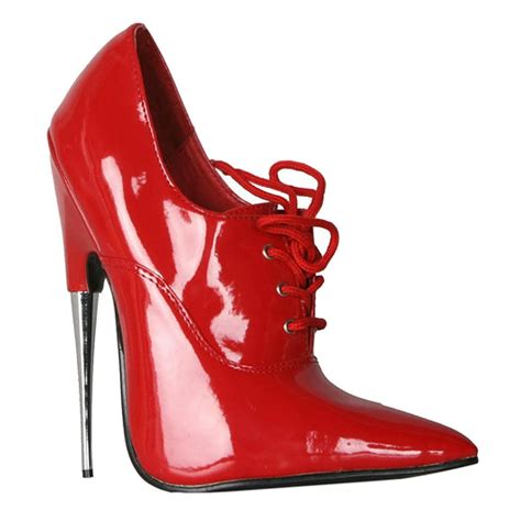 summitfashions 6 inch sexy high heeled oxford shoe steel heel pump fetish red patent devious
