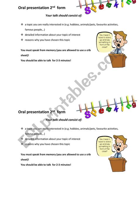 Oral Presentation Esl Worksheet By Fless