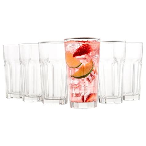 Vikko 11 Oz Drinking Glasses Dishwasher Safe Set Of 6 Thick Clear Glass Tumblers