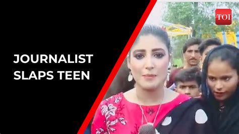 Viral Video Pakistani Woman Journalist Slaps A Teen On Live Broadcast
