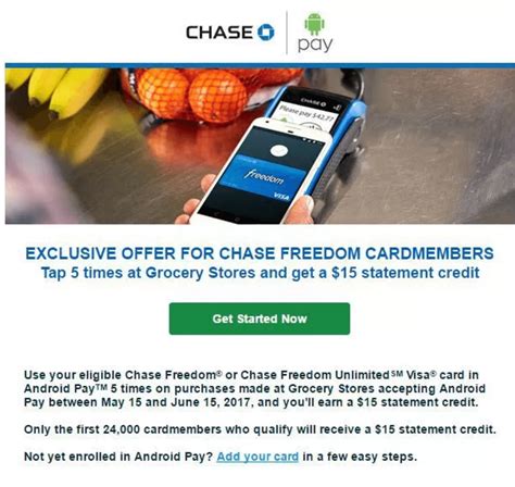 • be ready to take your customers' payments when and where they are located. Chase Freedom Cards: $15 Back with Android Pay Usage at the Grocery - Doctor Of Credit