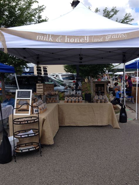 Milk Honey And Grains Farmers Market Stand Burlap Weathered Wood