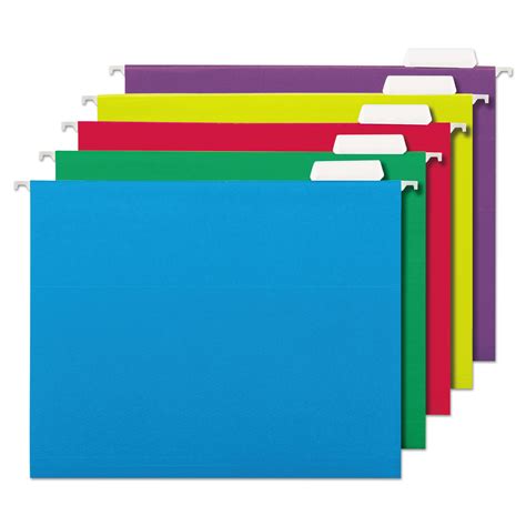 Deluxe Bright Color Hanging File Folders Letter Size 15 Cut Tab
