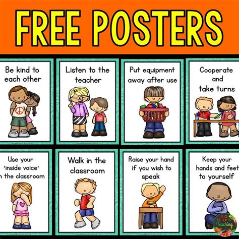 Free Classroom Rules Posters For Bulletin Board Displays And Behavior