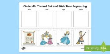 Cinderella Themed Cut And Stick Time Sequencing Worksheet
