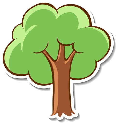 Cartoon Tree Sticker On White Background Vector Art At Vecteezy
