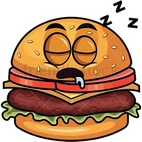 Sleeping Hamburger Emoji Cartoon Vector Clipart Friendlystock
