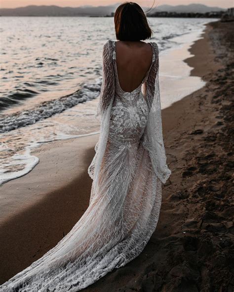 Galia Lahav Long Sleeve Low Back Wedding Gown Lace Beach Wedding