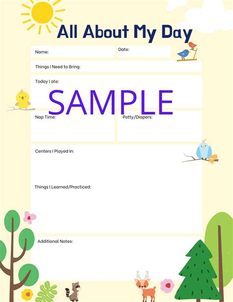 All About My Day Preschool Daycare Printable Two Different Etsy España