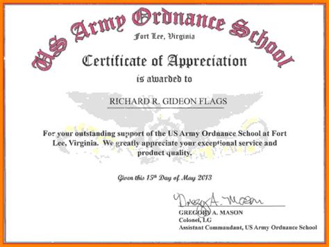 Certificate Of Achievement Army Template 1 Templates Example