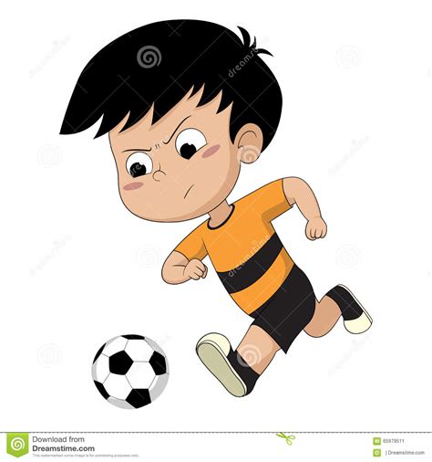 Kid Playing Football Stock Vector Illustration Of Young
