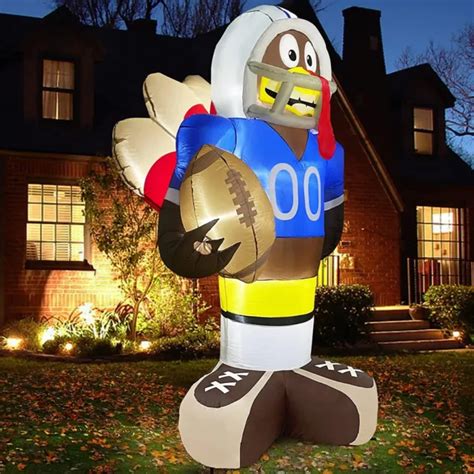 Thanksgiving Football Turkey Airblown Inflatable Decor Blow Up Led Autumn Fall 122 99 Picclick