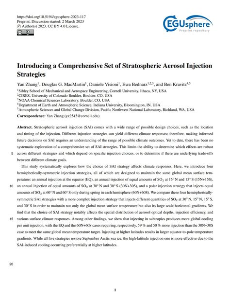 Stratospheric Aerosol Injection Sai Strategies • Zero Geoengineering
