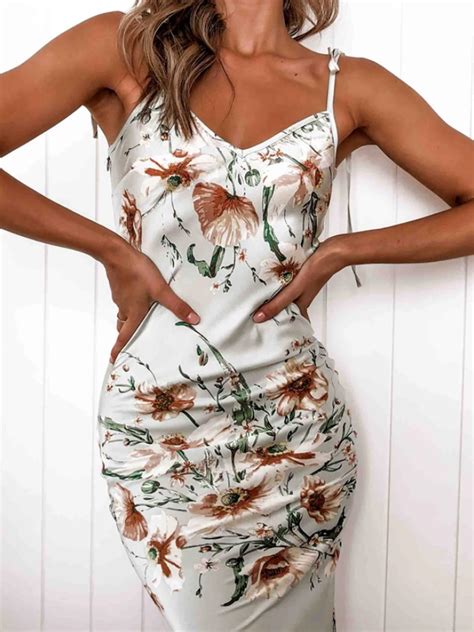 Eyicmarn - Womens Ladies Summer Dress Boho Beach Style Maxi Floral Print Midi Dresses V Neck ...