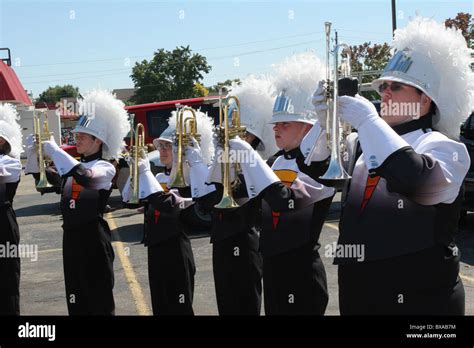 Teenagers With Trumpets Beavercreek High School Marching Band Stock