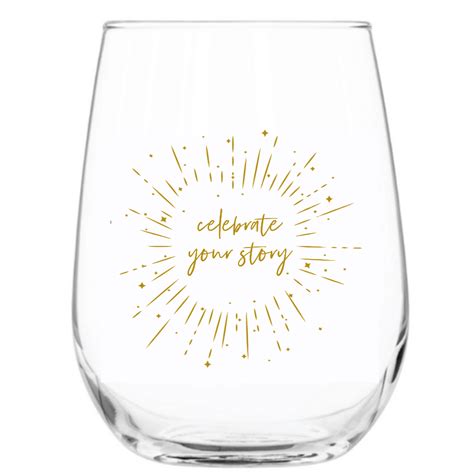 Celebrate Your Story Wine Glass Gold And Burgundy Fellow Flowers