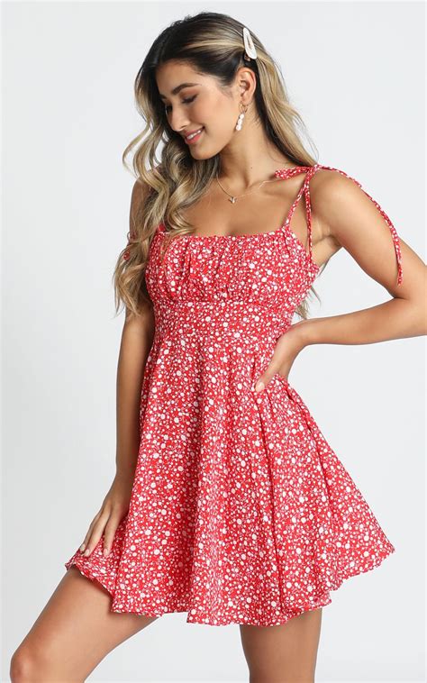 Summer Jam Sweetheart Mini Dress In Red Floral Print Showpo Ropa De