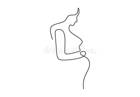 Continuous Line Drawing Of Happy Pregnant Woman Silhouette Picture Of Mother Stock Vector