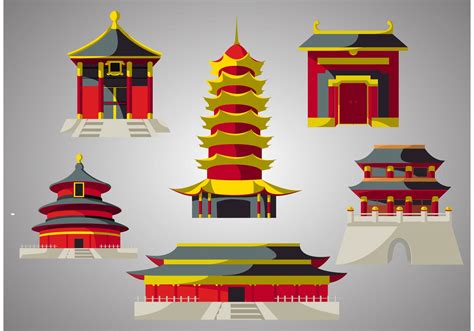 Chinese Temple Vector Pack Download Free Vector Art Stock Graphics