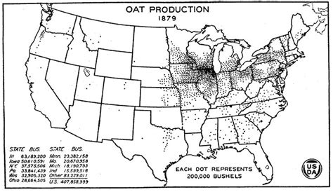 1879 Oat Production In The Us United States Map Map Mississippi River