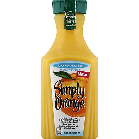 Simply Orange Low Acid Pulp Free Orange Juice Fl Oz Plastic