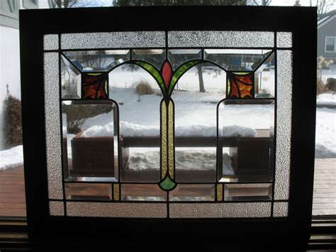 Vintage Craftsman Style Stained Glass And Beveled Window Vintage Art Glass Vintage Craftsman